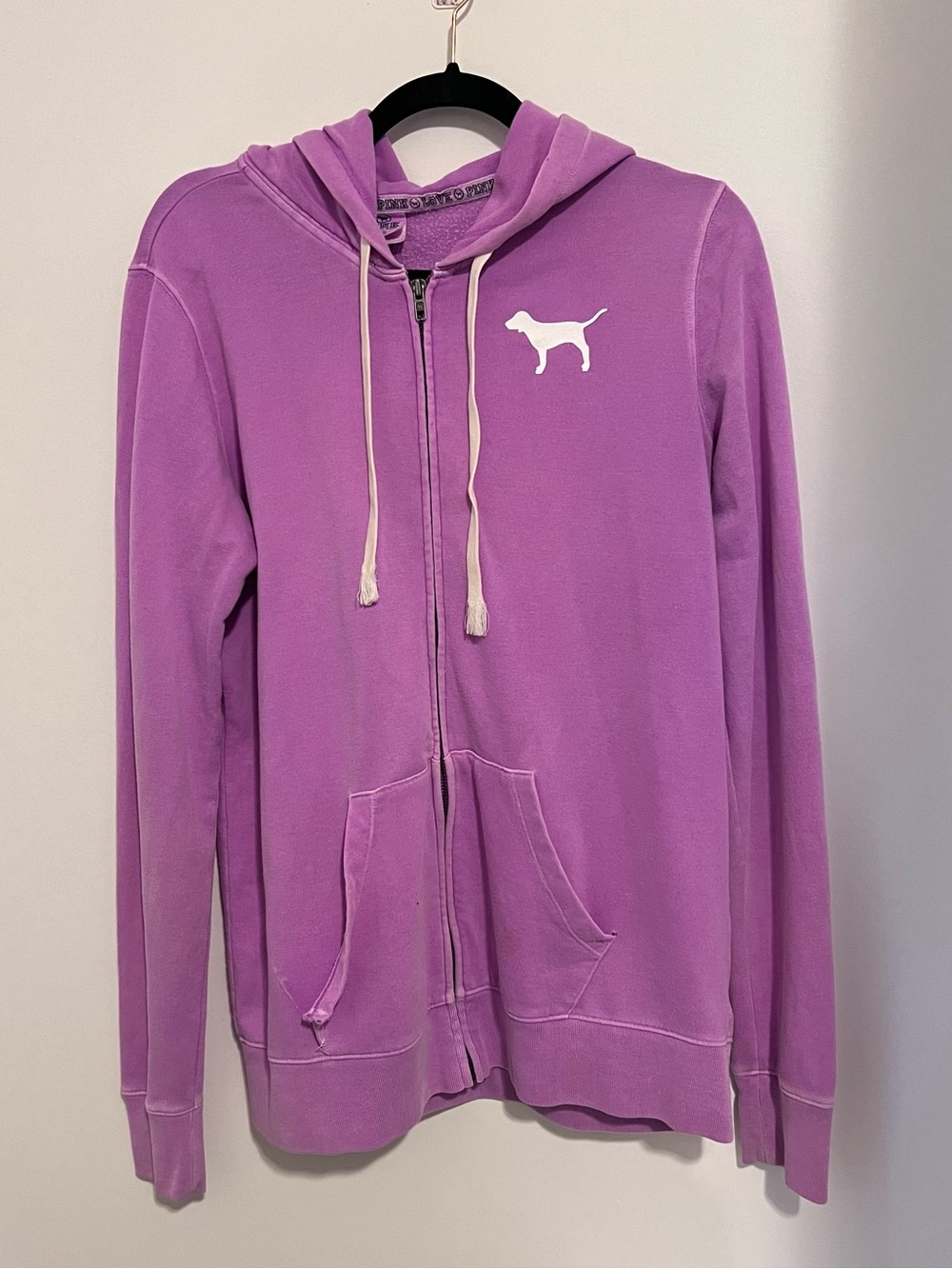 Victoria's Secret Lavender Zip-Up Hoodie with White Dog Logo